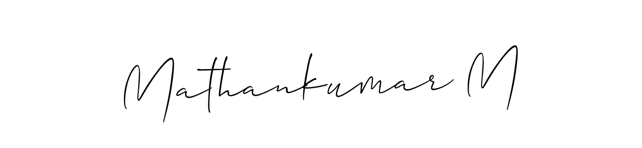 if you are searching for the best signature style for your name Mathankumar M. so please give up your signature search. here we have designed multiple signature styles  using Allison_Script. Mathankumar M signature style 2 images and pictures png