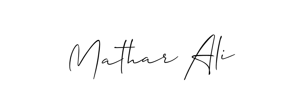 You should practise on your own different ways (Allison_Script) to write your name (Mathar Ali) in signature. don't let someone else do it for you. Mathar Ali signature style 2 images and pictures png