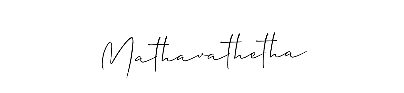 Similarly Allison_Script is the best handwritten signature design. Signature creator online .You can use it as an online autograph creator for name Mathavathetha. Mathavathetha signature style 2 images and pictures png