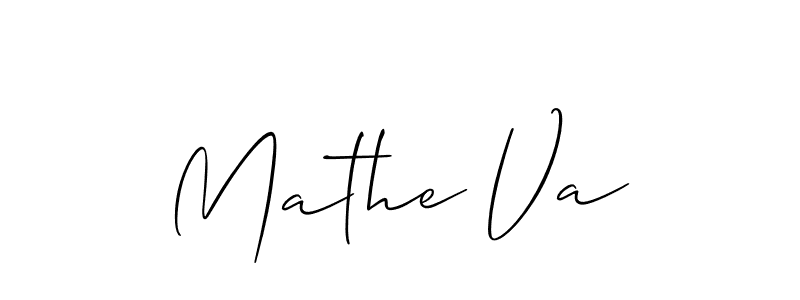 The best way (Allison_Script) to make a short signature is to pick only two or three words in your name. The name Mathe Va include a total of six letters. For converting this name. Mathe Va signature style 2 images and pictures png