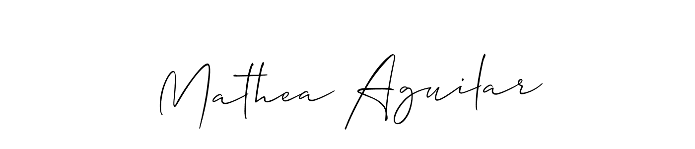 Design your own signature with our free online signature maker. With this signature software, you can create a handwritten (Allison_Script) signature for name Mathea Aguilar. Mathea Aguilar signature style 2 images and pictures png