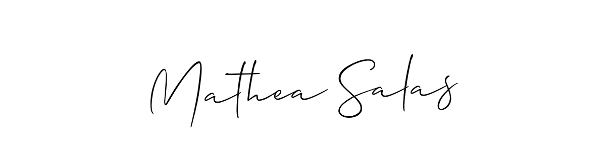Make a short Mathea Salas signature style. Manage your documents anywhere anytime using Allison_Script. Create and add eSignatures, submit forms, share and send files easily. Mathea Salas signature style 2 images and pictures png