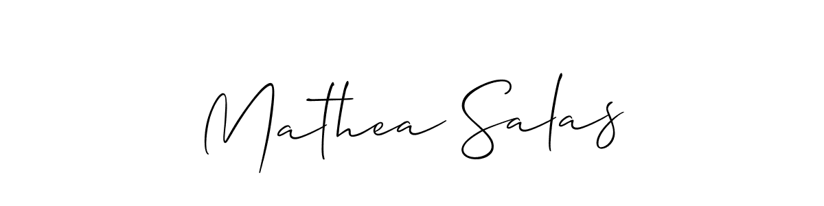 Make a short Mathea Salas signature style. Manage your documents anywhere anytime using Allison_Script. Create and add eSignatures, submit forms, share and send files easily. Mathea Salas signature style 2 images and pictures png