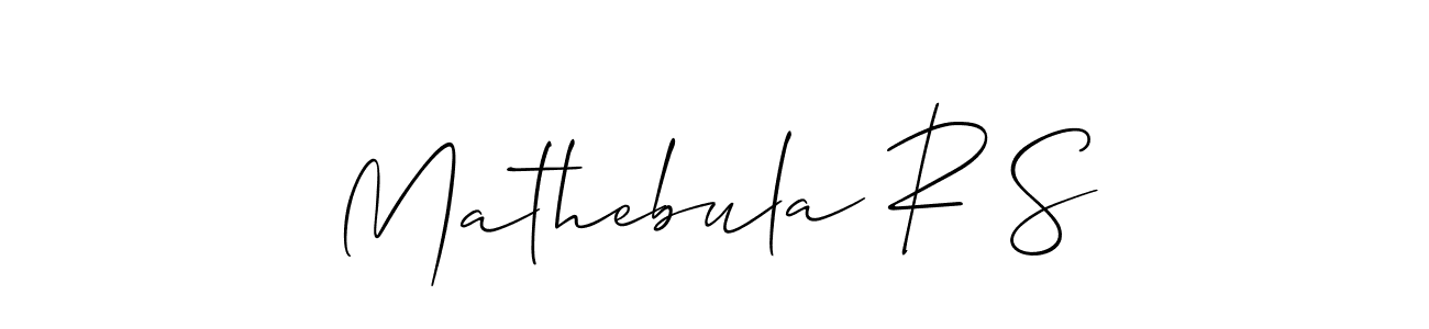 Design your own signature with our free online signature maker. With this signature software, you can create a handwritten (Allison_Script) signature for name Mathebula R S. Mathebula R S signature style 2 images and pictures png