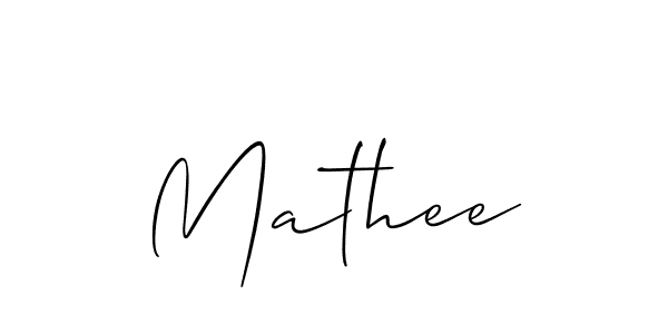 Use a signature maker to create a handwritten signature online. With this signature software, you can design (Allison_Script) your own signature for name Mathee. Mathee signature style 2 images and pictures png