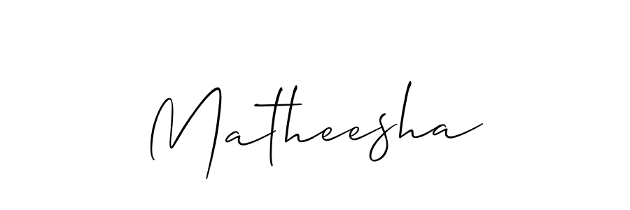 Also we have Matheesha name is the best signature style. Create professional handwritten signature collection using Allison_Script autograph style. Matheesha signature style 2 images and pictures png