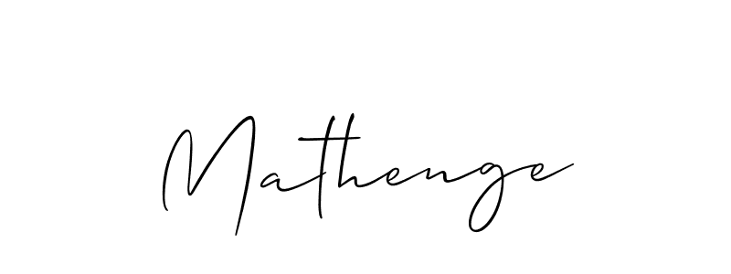 Allison_Script is a professional signature style that is perfect for those who want to add a touch of class to their signature. It is also a great choice for those who want to make their signature more unique. Get Mathenge name to fancy signature for free. Mathenge signature style 2 images and pictures png