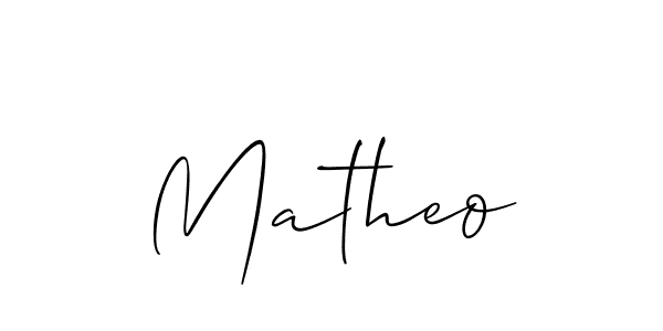 Design your own signature with our free online signature maker. With this signature software, you can create a handwritten (Allison_Script) signature for name Matheo. Matheo signature style 2 images and pictures png