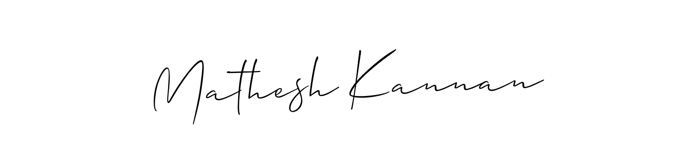 Use a signature maker to create a handwritten signature online. With this signature software, you can design (Allison_Script) your own signature for name Mathesh Kannan. Mathesh Kannan signature style 2 images and pictures png