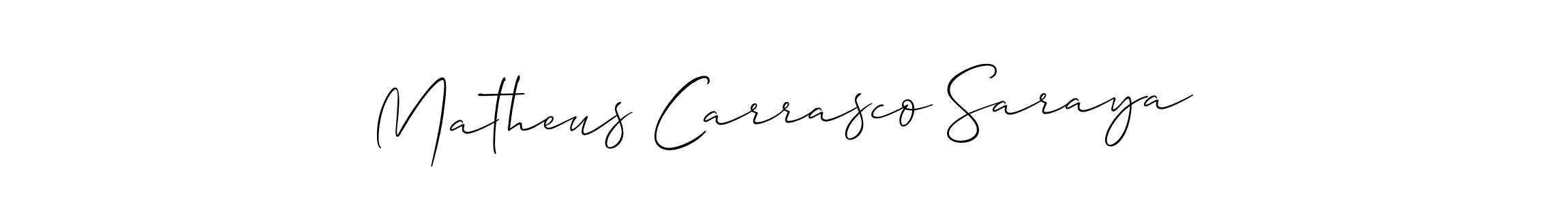 Make a beautiful signature design for name Matheus Carrasco Saraya. With this signature (Allison_Script) style, you can create a handwritten signature for free. Matheus Carrasco Saraya signature style 2 images and pictures png