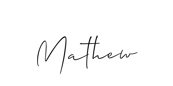 Design your own signature with our free online signature maker. With this signature software, you can create a handwritten (Allison_Script) signature for name Mathew. Mathew signature style 2 images and pictures png