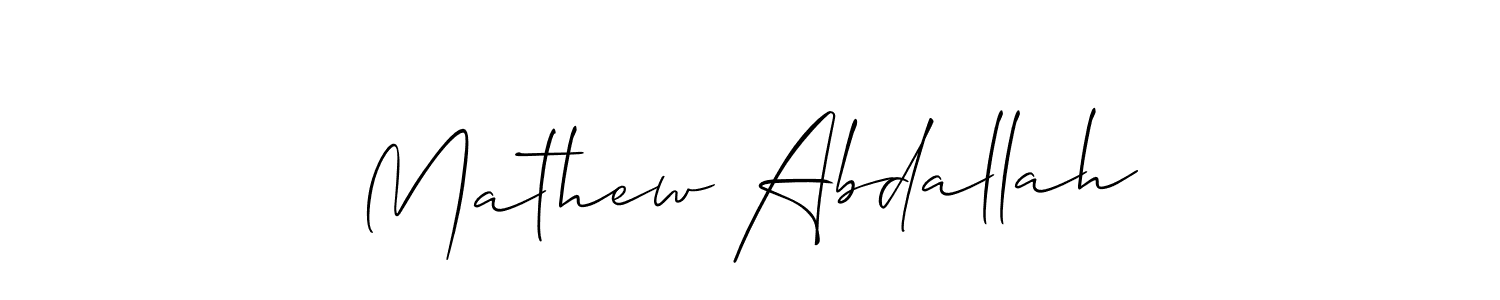 Make a short Mathew Abdallah signature style. Manage your documents anywhere anytime using Allison_Script. Create and add eSignatures, submit forms, share and send files easily. Mathew Abdallah signature style 2 images and pictures png