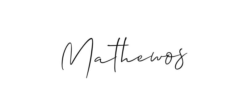 Allison_Script is a professional signature style that is perfect for those who want to add a touch of class to their signature. It is also a great choice for those who want to make their signature more unique. Get Mathewos name to fancy signature for free. Mathewos signature style 2 images and pictures png