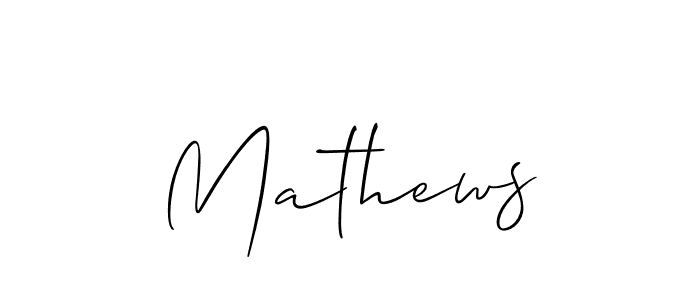 The best way (Allison_Script) to make a short signature is to pick only two or three words in your name. The name Mathews include a total of six letters. For converting this name. Mathews signature style 2 images and pictures png