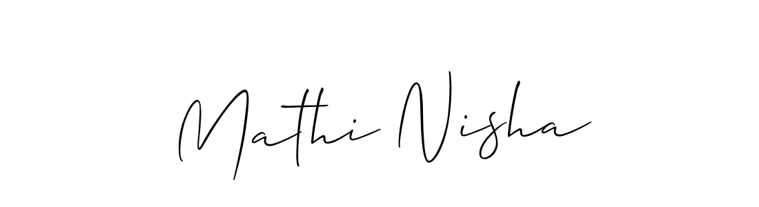 Allison_Script is a professional signature style that is perfect for those who want to add a touch of class to their signature. It is also a great choice for those who want to make their signature more unique. Get Mathi Nisha name to fancy signature for free. Mathi Nisha signature style 2 images and pictures png