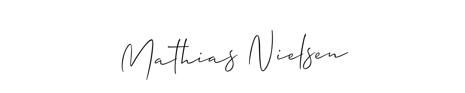 Use a signature maker to create a handwritten signature online. With this signature software, you can design (Allison_Script) your own signature for name Mathias Nielsen. Mathias Nielsen signature style 2 images and pictures png