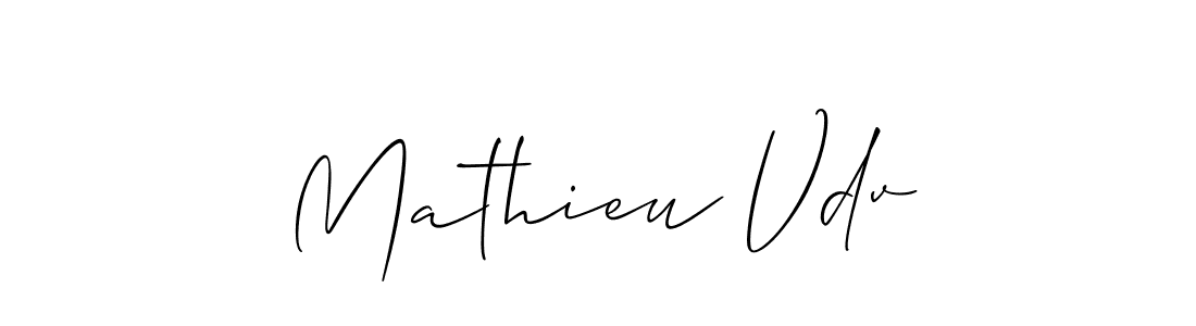 You should practise on your own different ways (Allison_Script) to write your name (Mathieu Vdv) in signature. don't let someone else do it for you. Mathieu Vdv signature style 2 images and pictures png