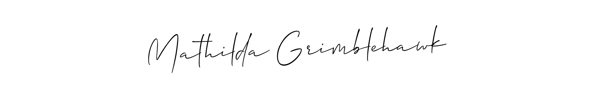The best way (Allison_Script) to make a short signature is to pick only two or three words in your name. The name Mathilda Grimblehawk include a total of six letters. For converting this name. Mathilda Grimblehawk signature style 2 images and pictures png