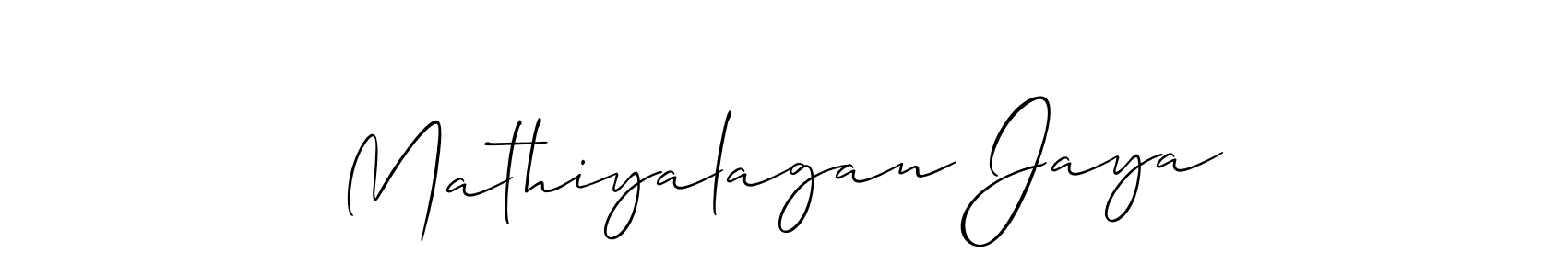 Make a short Mathiyalagan Jaya signature style. Manage your documents anywhere anytime using Allison_Script. Create and add eSignatures, submit forms, share and send files easily. Mathiyalagan Jaya signature style 2 images and pictures png