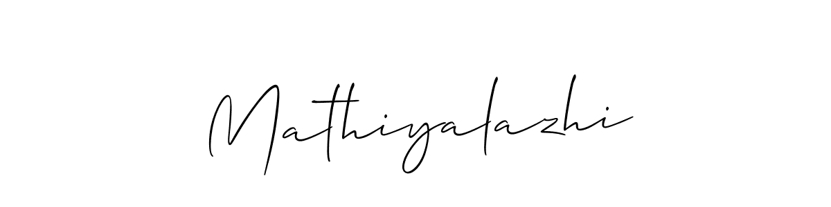 Create a beautiful signature design for name Mathiyalazhi. With this signature (Allison_Script) fonts, you can make a handwritten signature for free. Mathiyalazhi signature style 2 images and pictures png