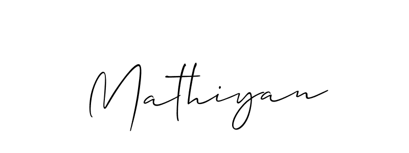 The best way (Allison_Script) to make a short signature is to pick only two or three words in your name. The name Mathiyan include a total of six letters. For converting this name. Mathiyan signature style 2 images and pictures png