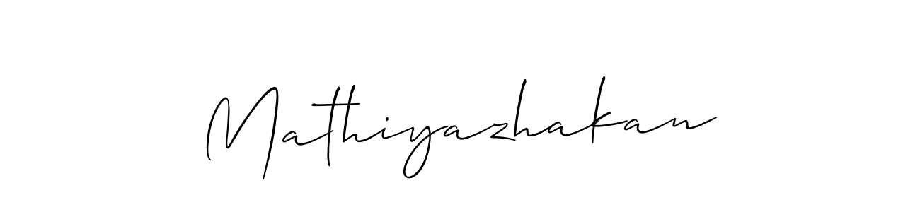 Design your own signature with our free online signature maker. With this signature software, you can create a handwritten (Allison_Script) signature for name Mathiyazhakan. Mathiyazhakan signature style 2 images and pictures png