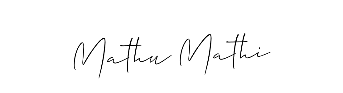 The best way (Allison_Script) to make a short signature is to pick only two or three words in your name. The name Mathu Mathi include a total of six letters. For converting this name. Mathu Mathi signature style 2 images and pictures png