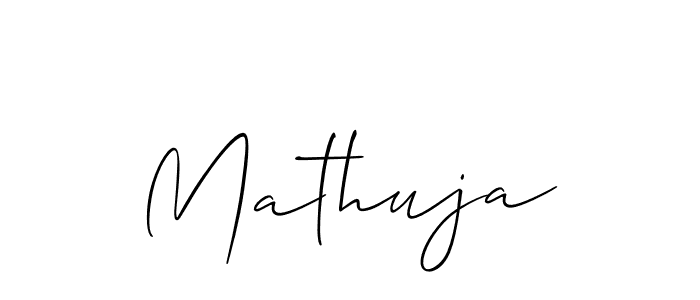 Mathuja stylish signature style. Best Handwritten Sign (Allison_Script) for my name. Handwritten Signature Collection Ideas for my name Mathuja. Mathuja signature style 2 images and pictures png