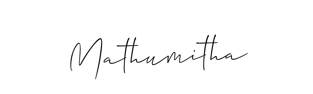 Allison_Script is a professional signature style that is perfect for those who want to add a touch of class to their signature. It is also a great choice for those who want to make their signature more unique. Get Mathumitha name to fancy signature for free. Mathumitha signature style 2 images and pictures png