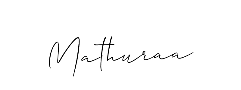 Use a signature maker to create a handwritten signature online. With this signature software, you can design (Allison_Script) your own signature for name Mathuraa. Mathuraa signature style 2 images and pictures png
