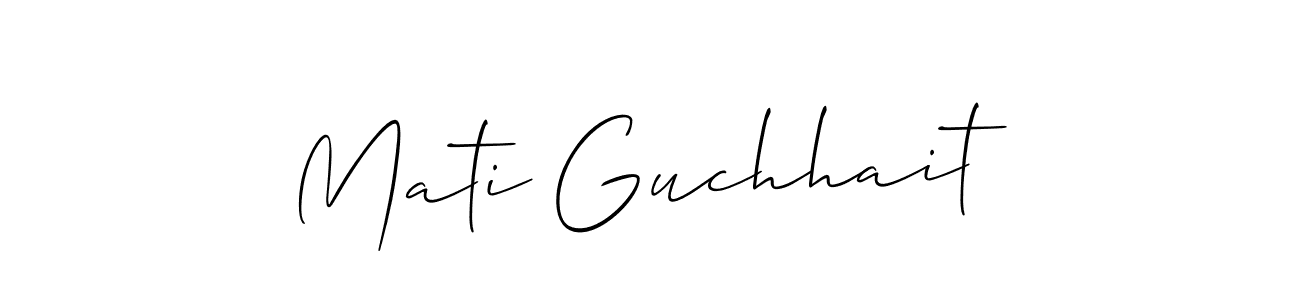 The best way (Allison_Script) to make a short signature is to pick only two or three words in your name. The name Mati Guchhait include a total of six letters. For converting this name. Mati Guchhait signature style 2 images and pictures png