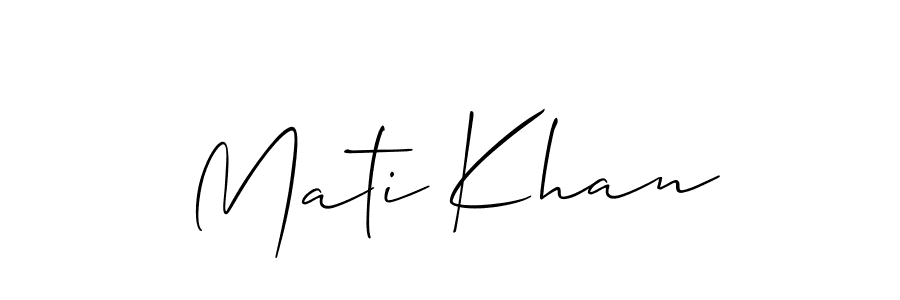 Make a short Mati Khan signature style. Manage your documents anywhere anytime using Allison_Script. Create and add eSignatures, submit forms, share and send files easily. Mati Khan signature style 2 images and pictures png