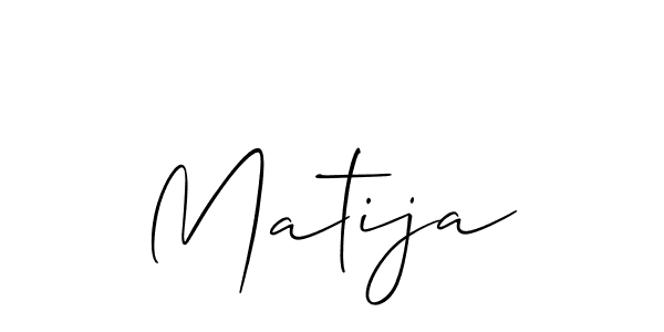 Use a signature maker to create a handwritten signature online. With this signature software, you can design (Allison_Script) your own signature for name Matija. Matija signature style 2 images and pictures png
