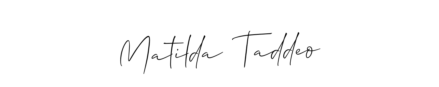 Check out images of Autograph of Matilda  Taddeo name. Actor Matilda  Taddeo Signature Style. Allison_Script is a professional sign style online. Matilda  Taddeo signature style 2 images and pictures png