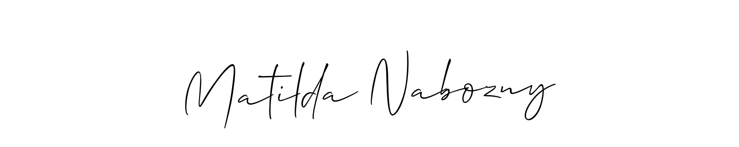 Make a short Matilda Nabozny signature style. Manage your documents anywhere anytime using Allison_Script. Create and add eSignatures, submit forms, share and send files easily. Matilda Nabozny signature style 2 images and pictures png