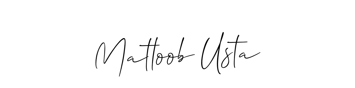 Use a signature maker to create a handwritten signature online. With this signature software, you can design (Allison_Script) your own signature for name Matloob Usta. Matloob Usta signature style 2 images and pictures png