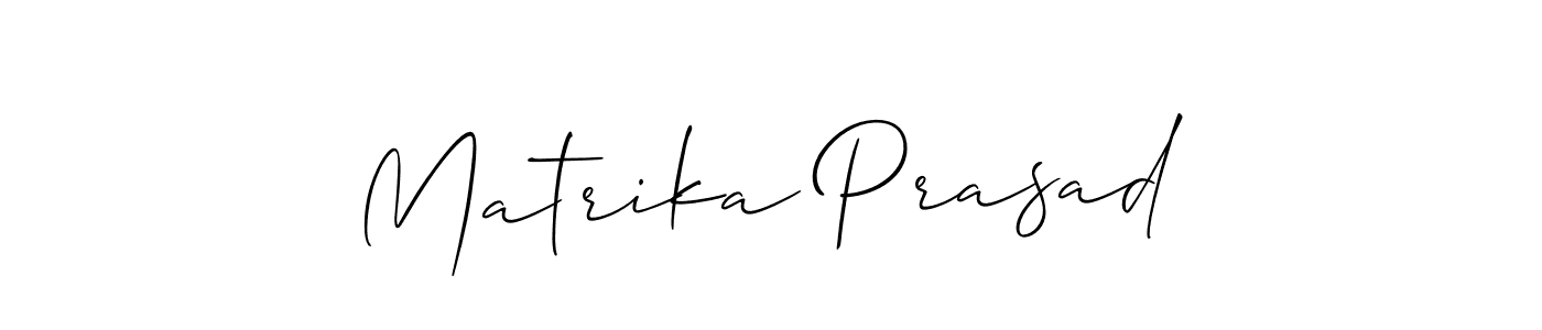 Similarly Allison_Script is the best handwritten signature design. Signature creator online .You can use it as an online autograph creator for name Matrika Prasad. Matrika Prasad signature style 2 images and pictures png