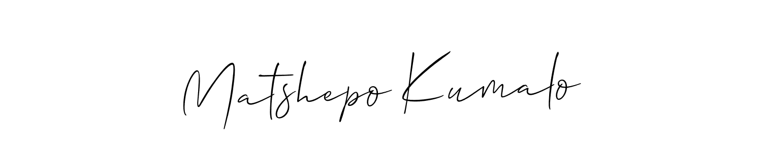 Make a beautiful signature design for name Matshepo Kumalo. With this signature (Allison_Script) style, you can create a handwritten signature for free. Matshepo Kumalo signature style 2 images and pictures png