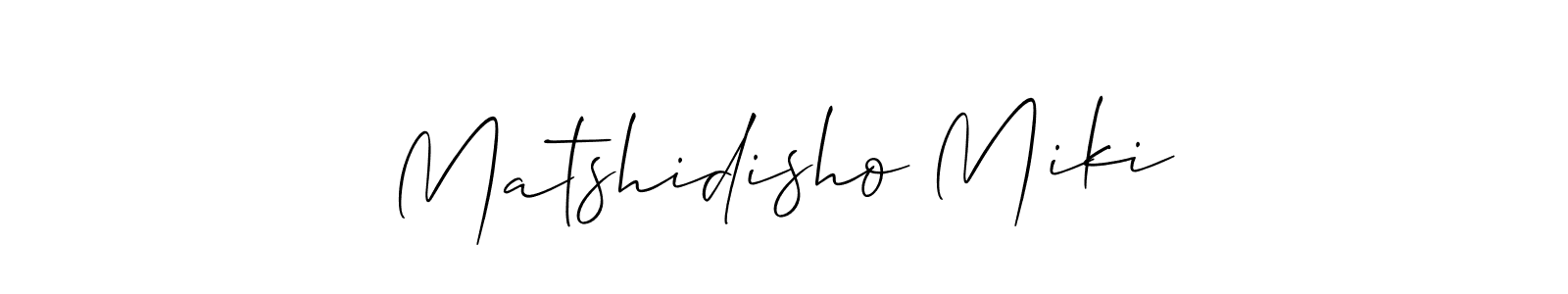 Make a short Matshidisho Miki signature style. Manage your documents anywhere anytime using Allison_Script. Create and add eSignatures, submit forms, share and send files easily. Matshidisho Miki signature style 2 images and pictures png