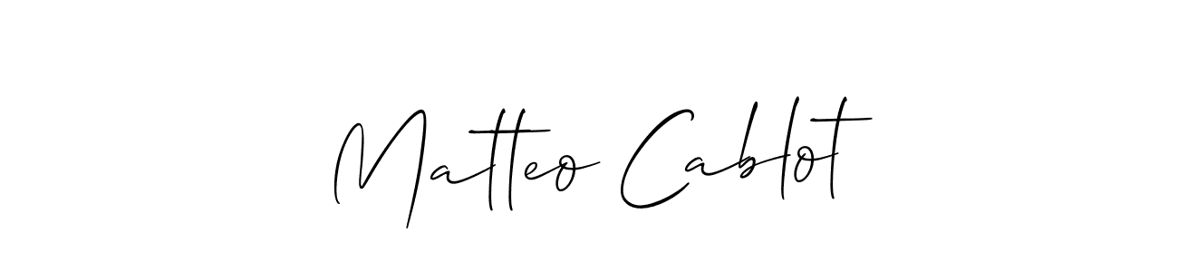 Design your own signature with our free online signature maker. With this signature software, you can create a handwritten (Allison_Script) signature for name Matteo Cablot. Matteo Cablot signature style 2 images and pictures png