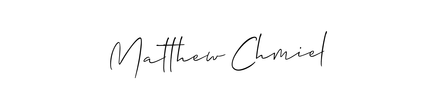 You should practise on your own different ways (Allison_Script) to write your name (Matthew Chmiel) in signature. don't let someone else do it for you. Matthew Chmiel signature style 2 images and pictures png