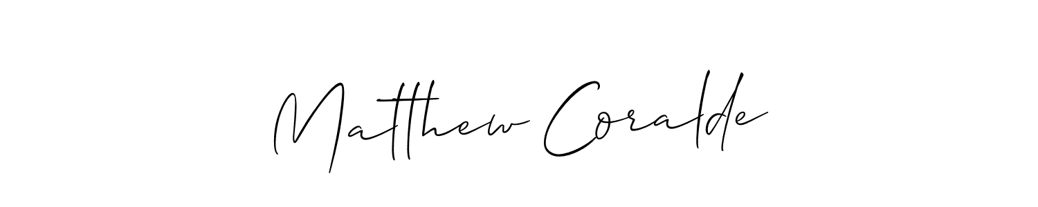 Create a beautiful signature design for name Matthew Coralde. With this signature (Allison_Script) fonts, you can make a handwritten signature for free. Matthew Coralde signature style 2 images and pictures png