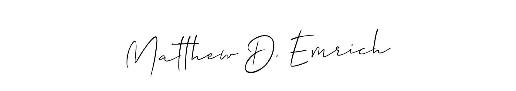 Create a beautiful signature design for name Matthew D. Emrich. With this signature (Allison_Script) fonts, you can make a handwritten signature for free. Matthew D. Emrich signature style 2 images and pictures png