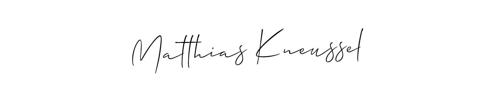 You should practise on your own different ways (Allison_Script) to write your name (Matthias Kneussel) in signature. don't let someone else do it for you. Matthias Kneussel signature style 2 images and pictures png
