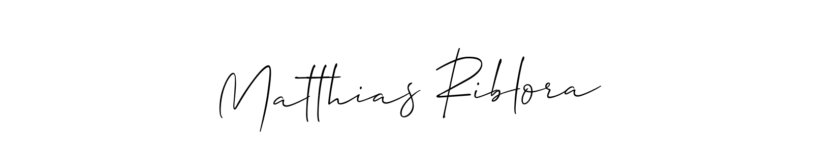 How to make Matthias Riblora signature? Allison_Script is a professional autograph style. Create handwritten signature for Matthias Riblora name. Matthias Riblora signature style 2 images and pictures png
