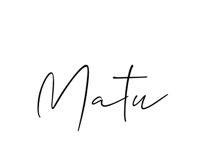 Design your own signature with our free online signature maker. With this signature software, you can create a handwritten (Allison_Script) signature for name Matu. Matu signature style 2 images and pictures png