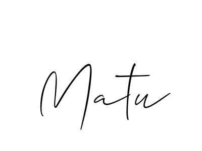 Design your own signature with our free online signature maker. With this signature software, you can create a handwritten (Allison_Script) signature for name Matu. Matu signature style 2 images and pictures png