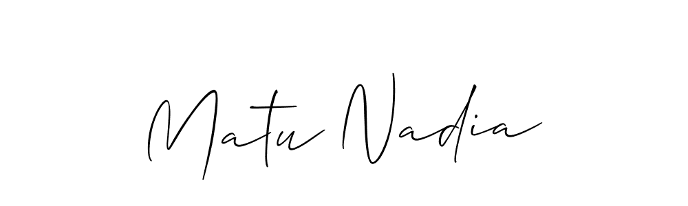 Matu Nadia stylish signature style. Best Handwritten Sign (Allison_Script) for my name. Handwritten Signature Collection Ideas for my name Matu Nadia. Matu Nadia signature style 2 images and pictures png