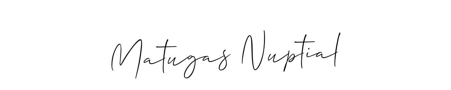The best way (Allison_Script) to make a short signature is to pick only two or three words in your name. The name Matugas Nuptial include a total of six letters. For converting this name. Matugas Nuptial signature style 2 images and pictures png