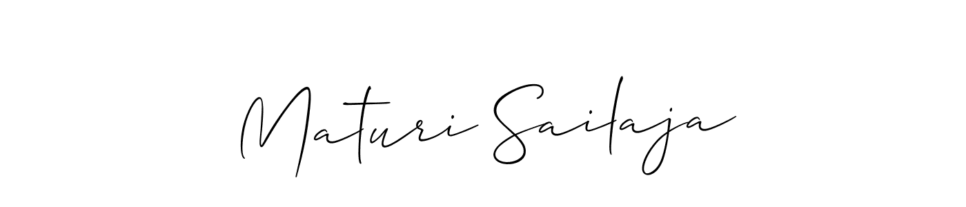 Make a short Maturi Sailaja signature style. Manage your documents anywhere anytime using Allison_Script. Create and add eSignatures, submit forms, share and send files easily. Maturi Sailaja signature style 2 images and pictures png